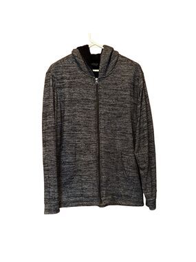 Velvet by Graham & Spencer Heathered Gray Sherpa Lined Full Zip Up Hoodie Large